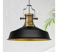 bamyum Asletl Lámpara Colgante Industrial, Pantallas de Lámpara de 40 cm, Lámpara Moderna de Metal para Isla de Cocina, Lámpara Colgante E27 para Salón y Comedor, Lámpara Colgante Negro