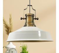 bamyum Asletl Lámpara Colgante Industrial, Pantallas de Lámpara de 40 cm, Lámpara Moderna de Metal para Isla de Cocina, Lámpara Colgante E27 para Salón y Comedor, Lámpara Colgante Blanco