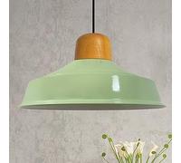 bamyum Asletl Lámpara de Techo de Madera Industrial, Pantalla de 41 cm, Lámpara de Techo de Metal e Isla de Cocina, Lámpara Colgante de Mesa de Comedor, E27 Menta Verde Lámpara Colgante