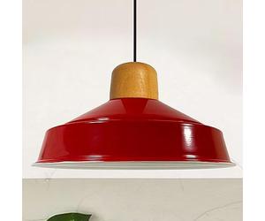 bamyum Asletl Lámpara de Techo de Madera Industrial, Pantalla de 41 cm, Lámpara de Techo de Metal e Isla de Cocina, Lámpara Colgante de Mesa de Comedor, E27, Sala de Estar, Rojo Lámpara Colgante