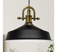 bamyum Asletl-Marina Lámpara Colgante Industrial, Pantallas de Lámpara de 40 cm, Lámpara Moderna de Metal para Isla de Cocina, Lámpara Colgante E27 para Salón y Comedor, Lámpara Colgante Negro Blanco