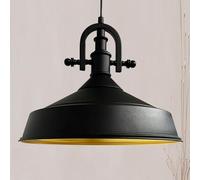 bamyum Asletl-Marina Lámpara Colgante Industrial, Pantallas de Lámpara de 40 cm, Lámpara Moderna de Metal para Isla de Cocina, Lámpara Colgante E27 para Salón y Comedor, Lámpara Colgante Negro