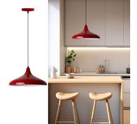 bamyum Champion Lámpara de Cocina, Lámpara Techo Colgante Vintage, Lámpara de Techo con Pantallas de 35 cm y Lámpara de Isla de Cocina de Metal de Lámparas de Techo Rojo