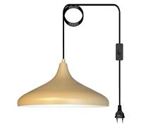 bamyum Champion Lámparas de Techo 35 cm Beige, Lámpara Colgante Industrial Con Interruptor y Enchufe UE Regulable y Cable 4,5 M, Lámpara de Colgante Vintage