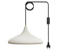 bamyum Champion Lámparas de Techo 35 cm Blanco, Lámpara Colgante Industrial Con Interruptor y Enchufe UE Regulable y Cable 4,5 M, Lámpara de Colgante Vintage