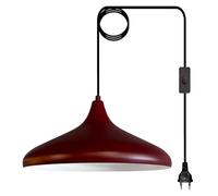bamyum Champion Lámparas de Techo 35 cm Borgona, Lámpara Colgante Industrial Con Interruptor y Enchufe UE Regulable y Cable 4,5 M, Lámpara de Colgante Vintage