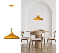 bamyum Champion Madera Lámpara de Cocina, Lámpara Techo Colgante Vintage, Lámpara de Techo con Pantallas de 35 cm y Lámpara de Isla de Cocina de Metal de Lámparas de Techo Amarillo Oscuro