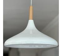 bamyum Champion Madera Lámpara de Cocina, Lámpara Techo Colgante Vintage, Lámpara de Techo con Pantallas de 35 cm y Lámpara de Isla de Cocina de Metal de Lámparas de Techo Blanco