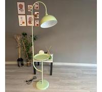 bamyum Gorkiede Lámpara de Pie de Metal, Lámpara de Pie Moderna para Dormitorio, Habitación Infantil con Casquillo E27, 30cm de Ancho, Pantalla Ajustable, Lámpara de Pie con Estante, Verde Menta