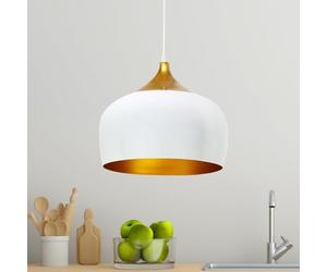 bamyum Kreis 30 cm de Diámetro Blanco-Dorado de Metal Bombilla E27 Lámpara de Techo Retro Colgante