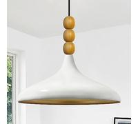 bamyum Lámpara Colgante Holz de Metal, Blanco Luces Colgantes Vintage, Lámpara Colgante Moderna Para sala de Estar, Dormitorio, Restaurante Moderno