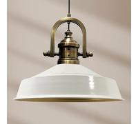 Bamyum Lámpara Colgante Industrial Asletl-Finke - Pantalla de 40 cm, Metal Moderno para Isla de Cocina, E27 para Salón y Comedor, Blanco