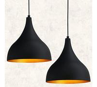 Bamyum Lámpara Colgante Negro | Adash | Metal de 2 Llamas Ø26 cm E27 para Salón y Mesa de Comedor