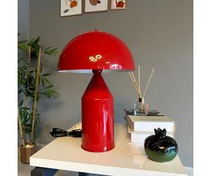bamyum Lipeo Lámpara Retro Rojo, E27 Lámpara con Cable, Lámpara de Mesa Industrial Moderna Lámparas de Mesa de Metal Para Dormitorio Lámpara de Noche Decoración de Setas Para El Hogar