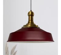 bamyum Long-Knob 41 cm Lámpara Colgante Industrial, Lámpara Colgante de Metal Vintage, Lámpara Colgante de Cocina Vintage, Lámpara Colgante E27, Salón, Comedor, Lámpara Colgante Burdeos
