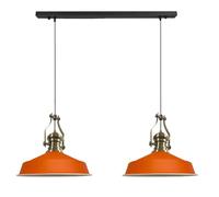 bamyum Neo-Asletl Antiguo Lampara Techo Colgante Metal 2 llamas, Lamparas Cocina, Lampara Techo Dormitorio E27 Comedo, Salon, Lamparas Mesa Comedor para Niños y Adultas, Lámpara Colgante Naranja