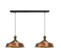 bamyum Neo-Asletl Antiguo Lampara Techo Colgante Metal 2 llamas, Lamparas Cocina, Lampara Techo Dormitorio E27 Comedo, Salon, Lamparas Mesa Comedor para Niños y Adultas, Lámpara Colgante Tono Cobre