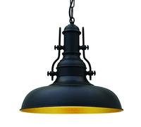Bamyum Nota Lámpara Colgante de Diseño Industrial Negro-Oro Ø 31 cm Vintage Metal, Bombilla E27 para Mesa de Comedor, Salón y Cocina