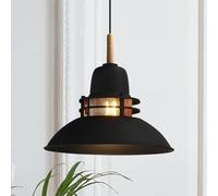 bamyum Torchia Lámpara Colgante Industrial, Lampara de Salón Cocina de Metal 34 cm, Lámpara Vintage para Dormitorio, Comedor, Pasillo, Lámpara Colgante Industrial, Iluminación Techo Negro