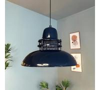 bamyum Torchia Lámpara Colgante Industrial, Lampara de Salón Cocina de Metal 34 cm, Lámpara Vintage para Dormitorio, Comedor, Pasillo, Lámpara Colgante Industrial, Iluminación Techo Azul Marino