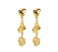 Bañado en oro de 18 quilates Pendientes de plata de ley Diseño llamativo con textura de pétalos de hoja Accesorios de moda ligeros Joyas para mujer para bodas y ocasiones informales Dorado