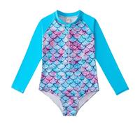 BañAdor 2 Piezas NiñA-Traje De BañO para NiñOs Traje De BañO De Manga Larga para NiñAs DiseñO De Escamas Ideal para Piscinas Y Aguas Termales