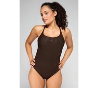 adidas Donna ICONISEA Ribbed Padded Thin Straps Swimsuit, Aurora Coffee, 40