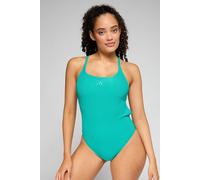 adidas Donna ICONISEA Ribbed Padded Thin Straps Swimsuit, Pure Teal, 36