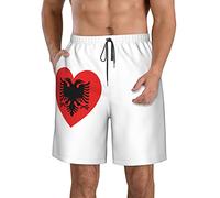Bañador Bandera De Albania del Amor Suave Shorts De Baño Transpirable Traje De Baño para Vacaciones Deporte Navegar XXL