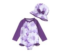 Bañador Bebe Niña, Traje de Baño de Manga Larga con Sombrero para Niñas Moda Infantil Verano Playa Solar