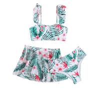 Bañador Bebe Niña, Trajes de Baño para Niñas con Estampado Tropical y Falda de Conjunto de Piezas para Playa y Piscina