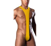 Bañador Bikini Hombre Mankini Bodysuit de Hombres Tanga Suspensorio Mono Una Pieza Traje Divertida Baño en Forma I Ropa Interior Sexy Body Sling Stretch Singlet Lencería Carnaval Disfraz (Naranjo)