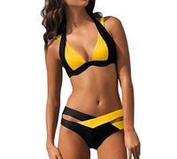 Bañador Blanco Mujer Conjuntos de Bikini Bikinis Mujer 2 Piezas Bikini Reductor Bañador Cintura Alta Control de Barriga brasileño de 2 Piezas con Sujetador triangulo y Braguita