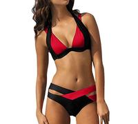 Bañador Blanco Mujer Conjuntos de Bikini Bikinis Mujer 2 Piezas Bikini Reductor Bañador Cintura Alta Control de Barriga brasileño de 2 Piezas con Sujetador triangulo y Braguita