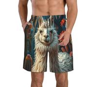 Bañador Cactus Y Flores del Desierto De Llamas Coloridas Moda Corto Shorts De Baño Secado Rápido Short De Playa Surf para Verano Piscina Correr M