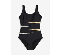 bonprix Bañador moldeador oro / negro / plata XXL EUR