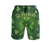 Bañador Corto Trébol Verde del Día De San Patricio Secado Rápido Hombre Shorts Transpirable Trajes De Baño para Verano Vacaciones Piscina 3XL