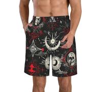 Bañador Cráneo Oculto Magia Alquímica Geometría Sagrada Negro con Bolsillos Hombre Shorts Transpirable Cortos De Baño para Piscina Navegar Deporte S