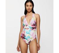 Bañador de 1 pieza con escote en pico Summer Fleur Mujer Talla 42C. Color Blanco