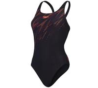 Speedo Bañador Hyperboom Placement Muscleback | Secado rápido | Entrenamiento | Fitness | Resistente al Cloro Traje de baño para Mujer, Negro/Rojo Sirena/Ciruela Dandy, 40