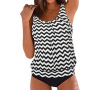 Bañador De Dos Piezas para Mujer El Traje De Baño Adelgazante Las Mujeres Tankini Fijó El Tankini Deportivo Las Mujeres Push Up Top Bikini Ruta Abdominal Cintura Alta con Bralette con Cuello Redondo