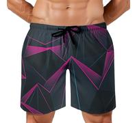 Bañador de Hombre geometría - Pantalones Cortos Secado Rápido Bañadores Polígono bajo Surf Playa Hombre con Bolsillos y Cordón Cintura Ajustable para Verano L