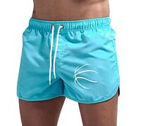 Bañador de hombre para playa, surf, piscina, impermeable, bóxer con bolsillo de verano, secado rápido, pantalones cortos de playa, pantalones cortos de surf para hombre con bolsillo y cordón, Azul