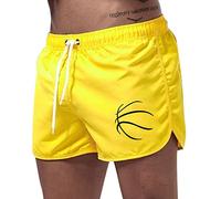 Bañador de hombre para playa, surf, piscina, impermeable, bóxer con bolsillo de verano, secado rápido, pantalones cortos de playa, pantalones cortos de surf para hombre con bolsillo y cordón, amarillo