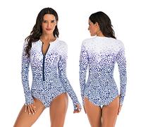 Bañador de Mujer Traje de Neopreno de Aguas Termales Traje de baño de una Pieza de Manga Larga Traje de Surf protección Solar (Damen,XL)