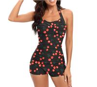 Bañador de Una Pieza Conservador para Mujer, Traje de Baño Reductor de Talla Grande con Pantalones Bóxer, Ropa de Baño para Termas y Natación Ajuste Cómodo