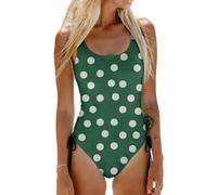 Bañador De Una Pieza Mujer Estampado Lunares Sin Mangas - Traje De Baño Mujer Natacion Moda Glamour, Bañadores Una Pieza Elegante Casual Swimwear Women Vientre Plano Verde Oscuro S