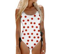 Bañador De Una Pieza Mujer Estampado Lunares Sin Mangas - Traje De Baño Mujer Natacion Único Suave, Bañadores Una Pieza Basicas Cómodos Swimsuit Women Playa Verano Rojo L