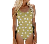 Bañador De Una Pieza Mujer Sin Mangas Estampado Lunares - Traje De Baño Mujer Exquisito Slim Fit, Bañadores Una Pieza Chic Suave Swimsuit Women Playa Verano Caqui XL