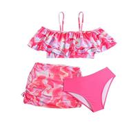 BañAdor De Una Pieza NiñA-Traje De BañO De Tres Piezas con Volantes para NiñA Traje De BañO para NiñAs De Mediana Edad Y Mayores Conjunto De Traje De BañO Bikini para NiñAs